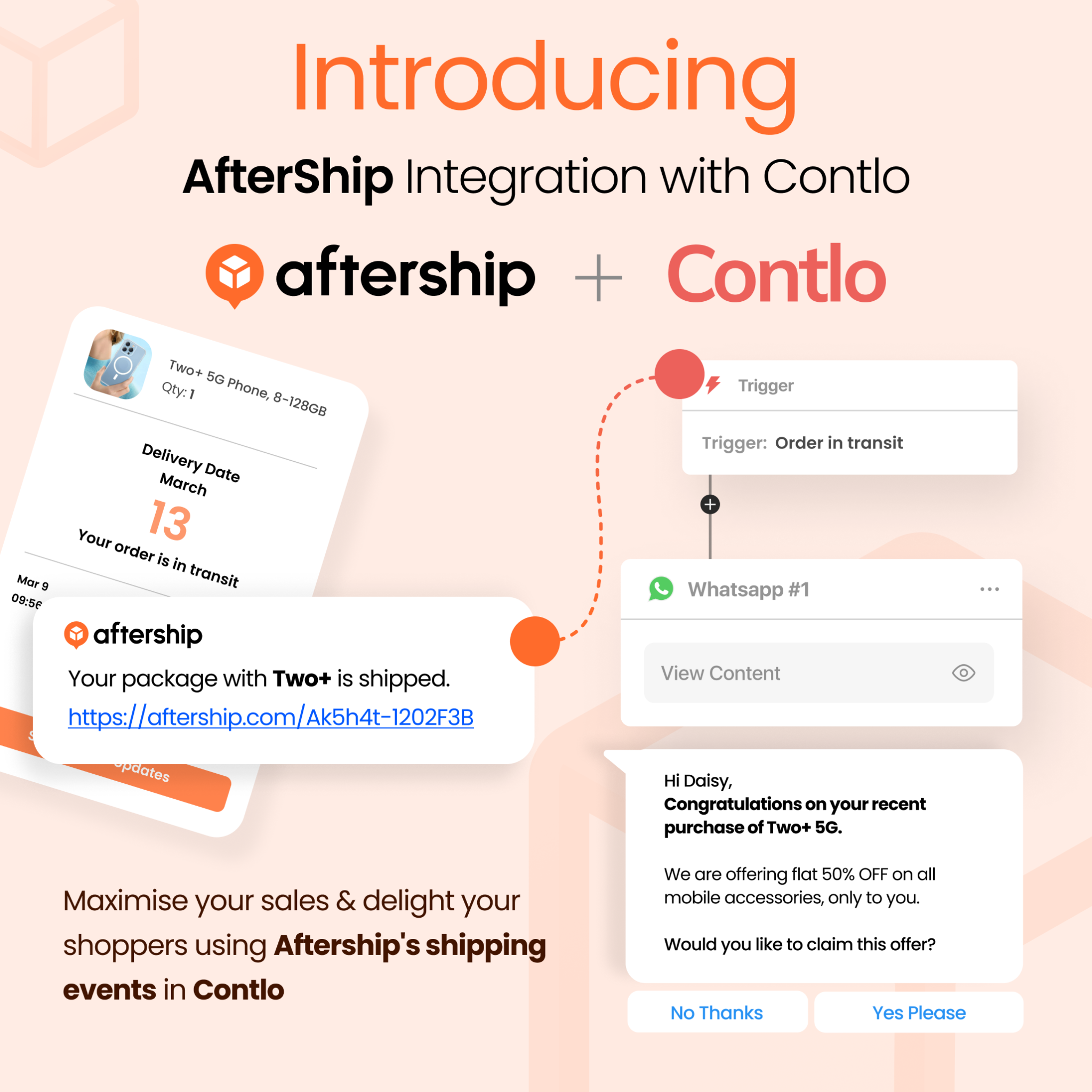 product-update: ✨Maximize your sales & delight your shoppers using AfterShip’s shipping events in Contlo📈✨